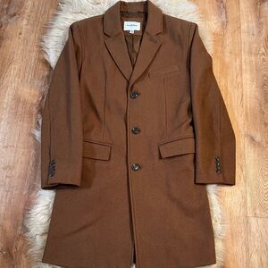 Elegant Brown Wool Dress Coat - Unisex